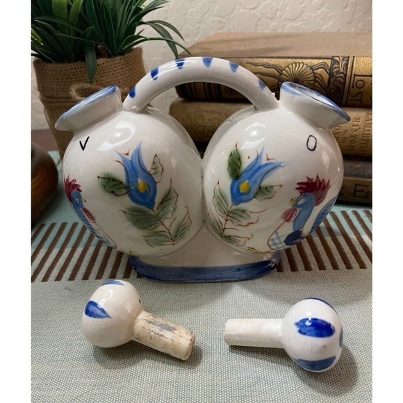 Vintage Nasco Hand Painted Ceramic Pottery OIL & VINEGAR CRUET - Picture 5 of 9